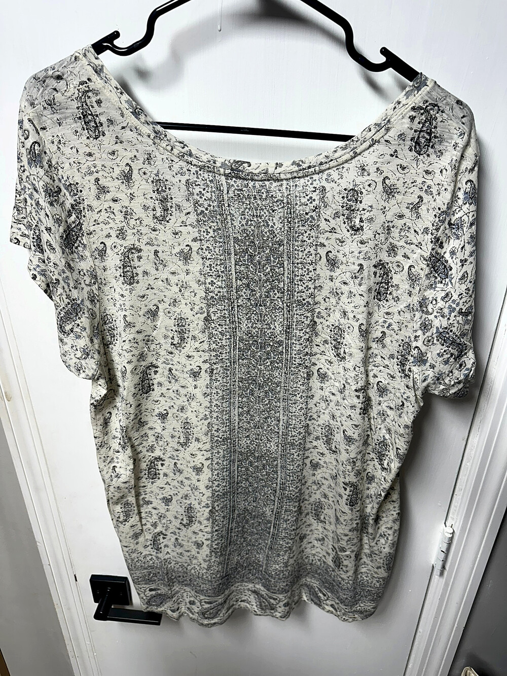 Lucky Brand | Paisley Gray Cream Boho Tunic Top | Size 1X - Picture 2 of 2